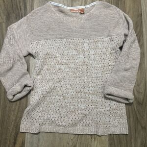 NorthCrest Classics Sweater Womens M 10-12 Pullover Long Sleeve Tan